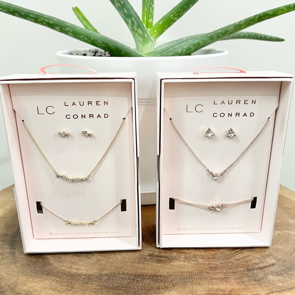 NWT gold, and rose gold, earrings, necklace bracelet, bundle pack to included